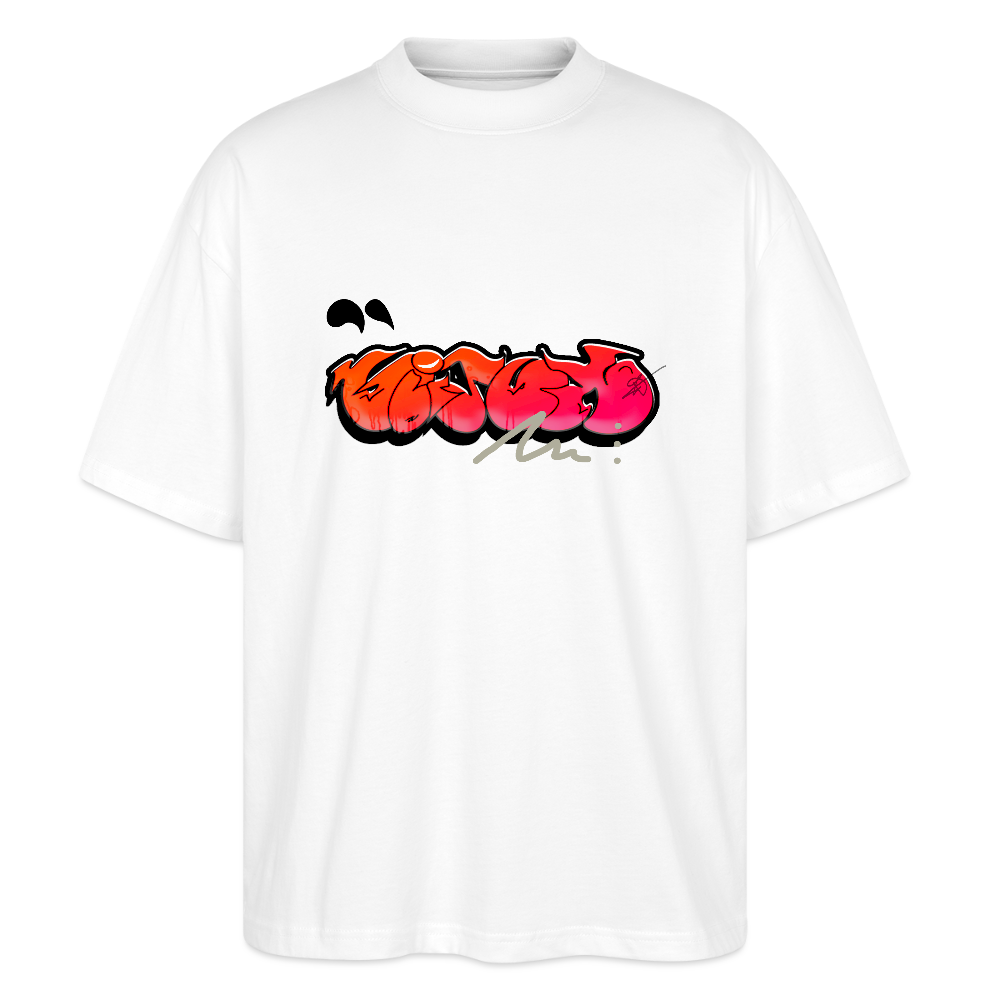 T-shirt bio "Red glitch" - blanc