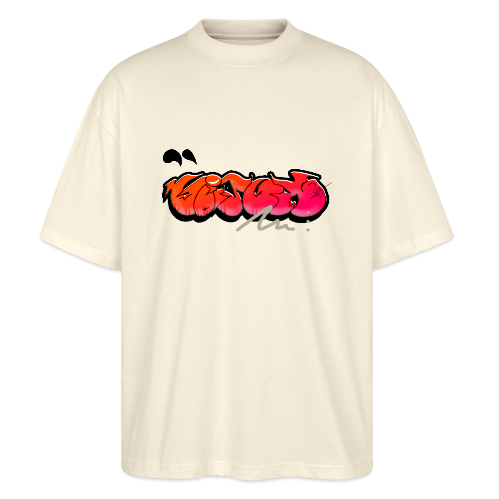 T-shirt bio "Red glitch" - blanc gris