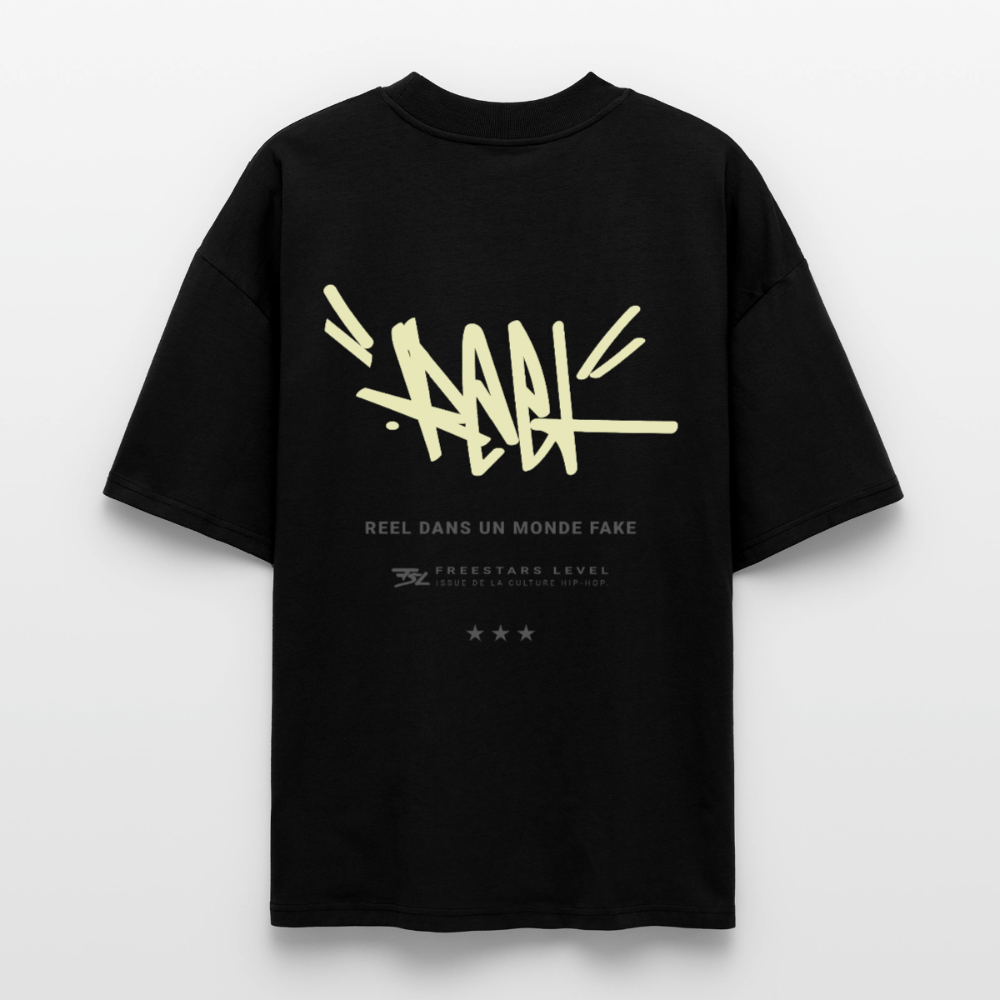 T-shirt bio COLLECTION "REEL" oversize Unisexe - noir