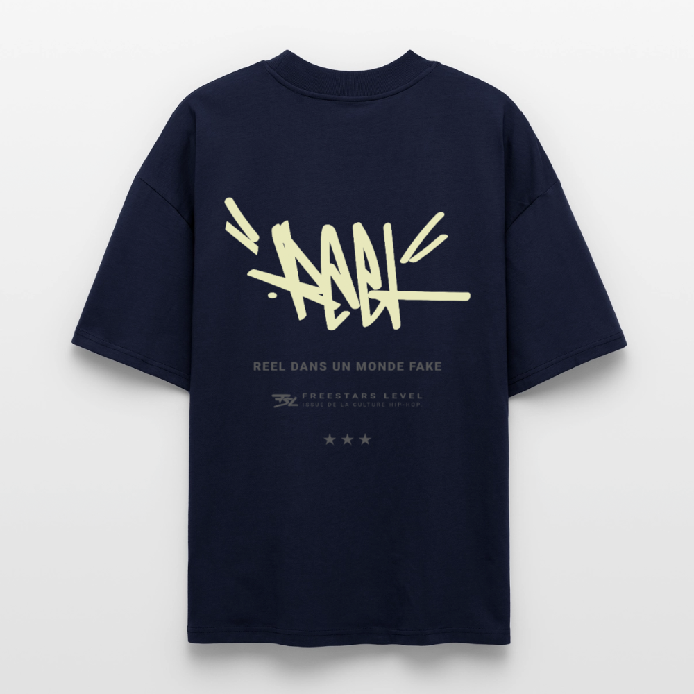 T-shirt bio COLLECTION "REEL" oversize Unisexe - marine