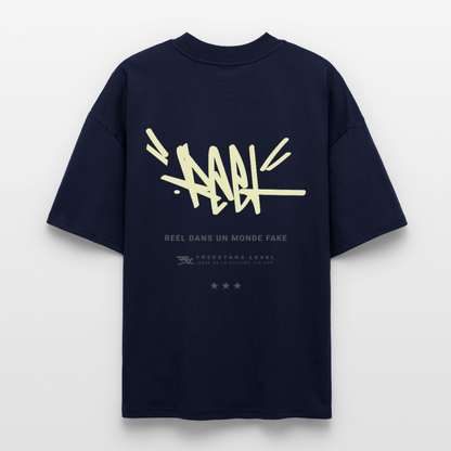 T-shirt bio COLLECTION "REEL" oversize Unisexe - marine