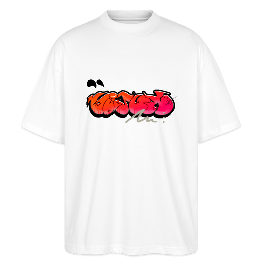 T-shirt bio "Red glitch" - blanc