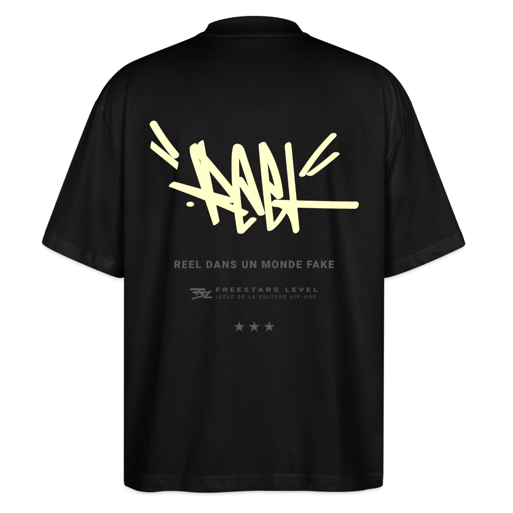T-shirt bio COLLECTION "REEL" oversize Unisexe - noir