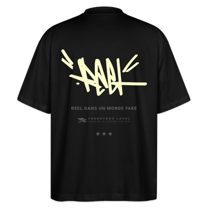 T-shirt bio COLLECTION "REEL" oversize Unisexe - noir