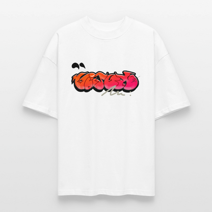 T-shirt bio "Red glitch" - blanc
