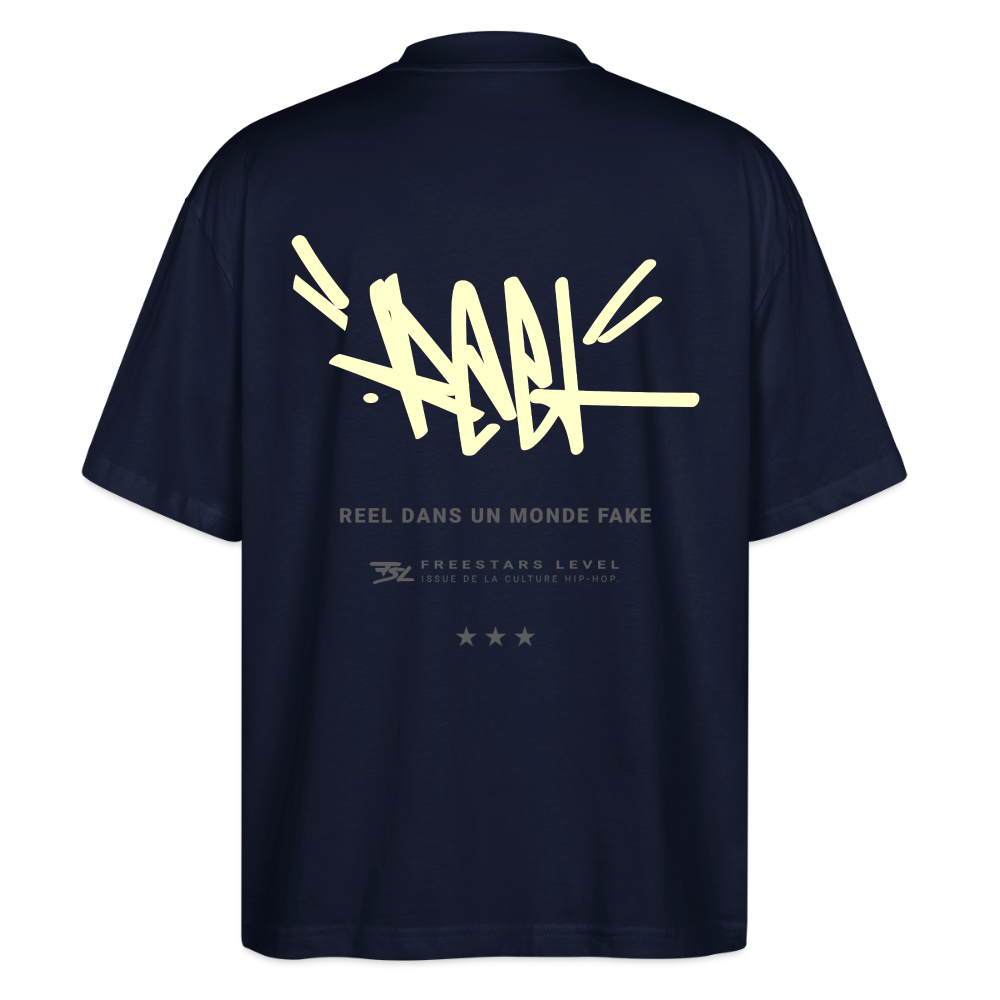 T-shirt bio COLLECTION "REEL" oversize Unisexe - marine
