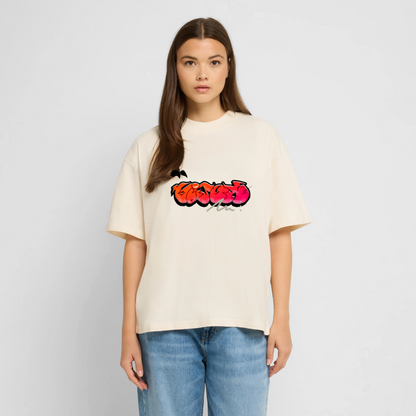 T-shirt bio "Red glitch" - blanc gris