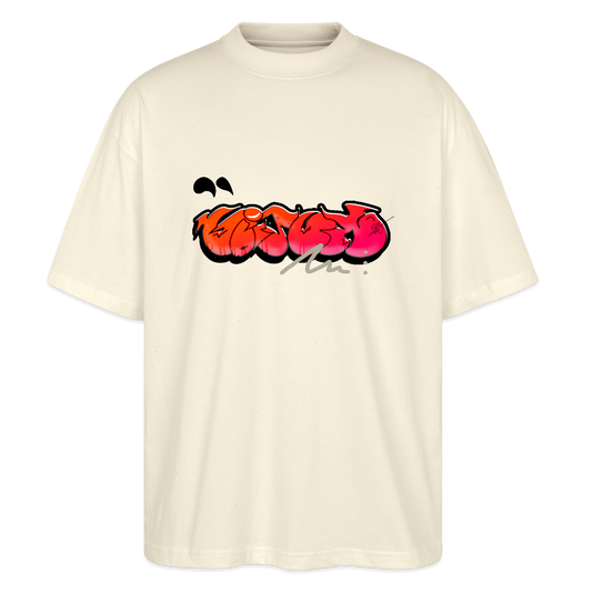 T-shirt bio "Red glitch" - blanc gris